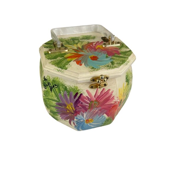 Vintage Vicki Jean Hand-Painted Octagonal Purse from 1970s Classic - Picture 3 of 11